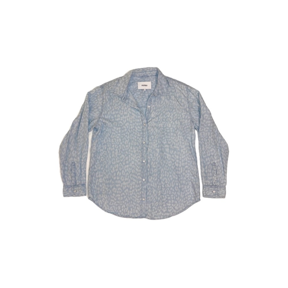 Pistola Evie Classic Long Sleeve Shirt in Shadow Leopard Light Wash – Large
